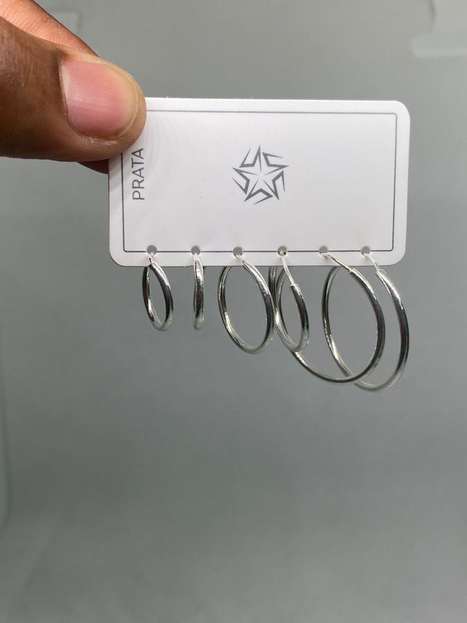 Kit 3 Pares de Argolas Clássicas em Prata – Pequena, Média e Grande