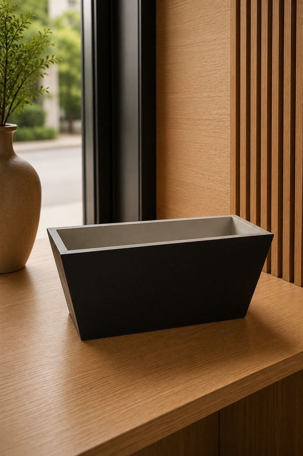 Cachepô Retangular Preto e Cinza | Jardineira MDF Bicolor | Organizador Multiuso Minimalista |