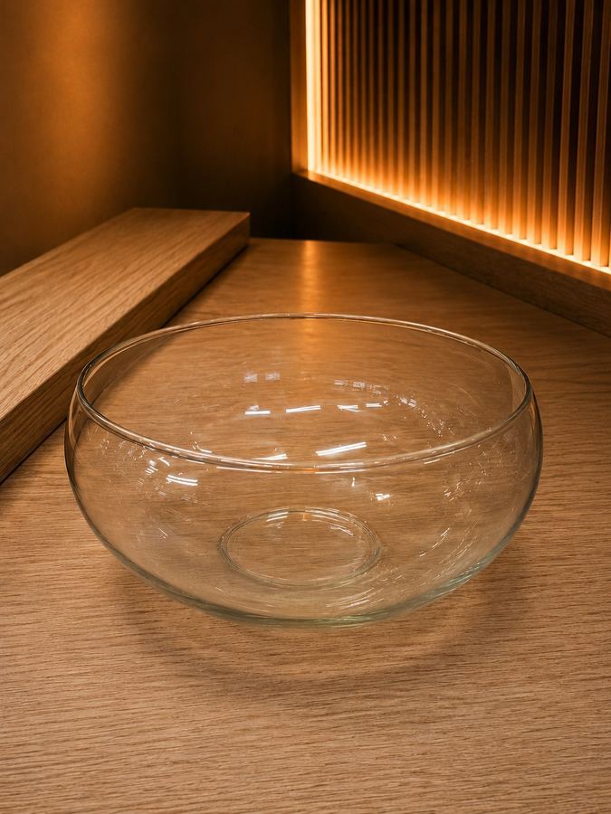 Bowl de Vidro Redondo G | Aquário Decorativo Cristal | Centro de Mesa com Água e Velas |