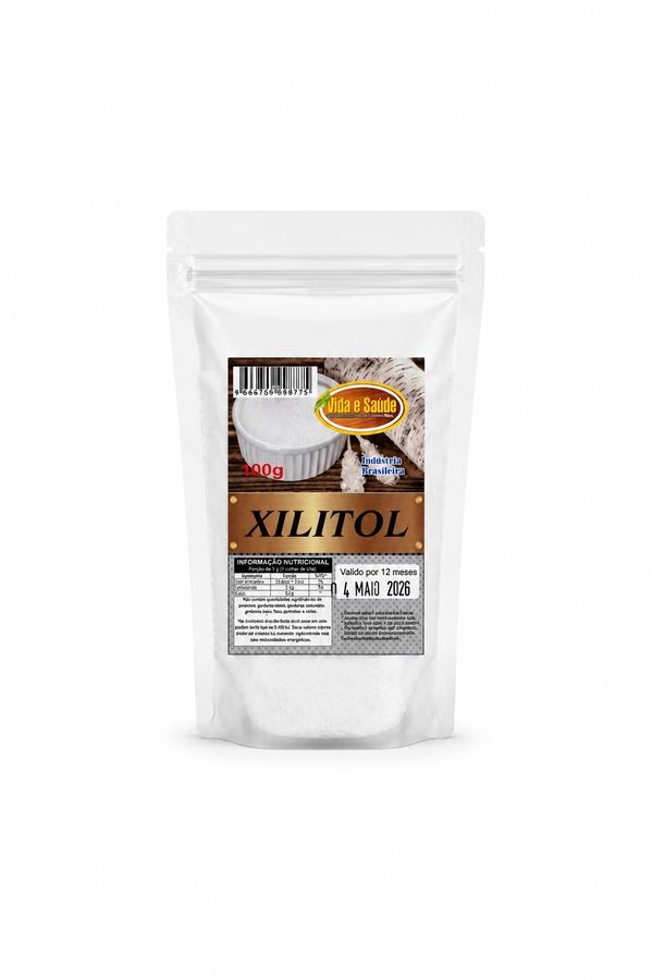 Xilitol em Pó Vida e Saúde 100g  Adoçante Natural de Baixo Índice Glicêmico