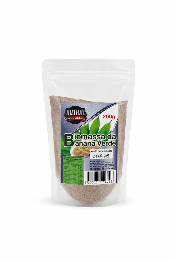Biomassa de Banana Verde em Pó Nutral 200g  Amido Resistente para a Flora Intestinal
