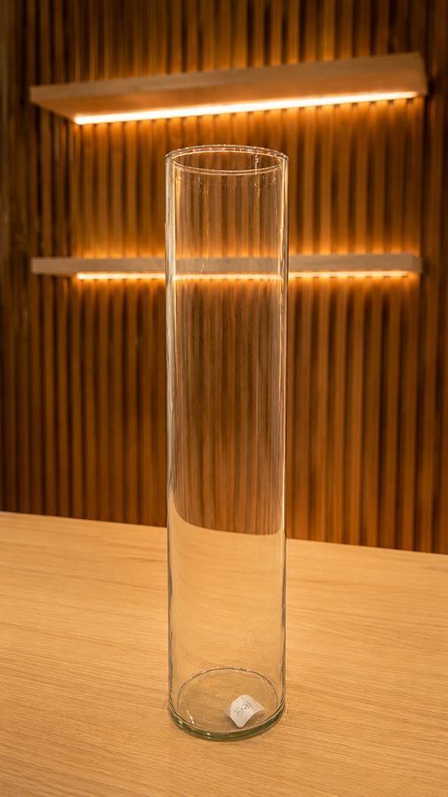 Vaso de Vidro Cilíndrico Alto GG | Vaso Coluna Transparente para Flores | Decoração Minimalista |