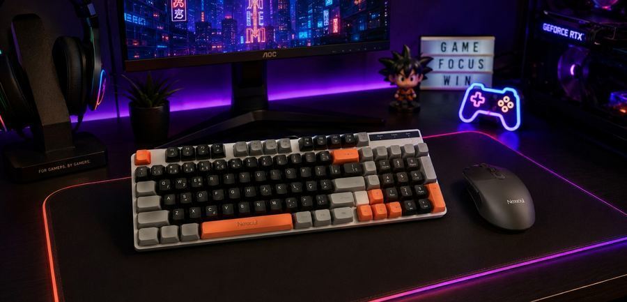 Kit Teclado e Mouse Gamer Nexsoul YTC-03 RGB 98 Teclas